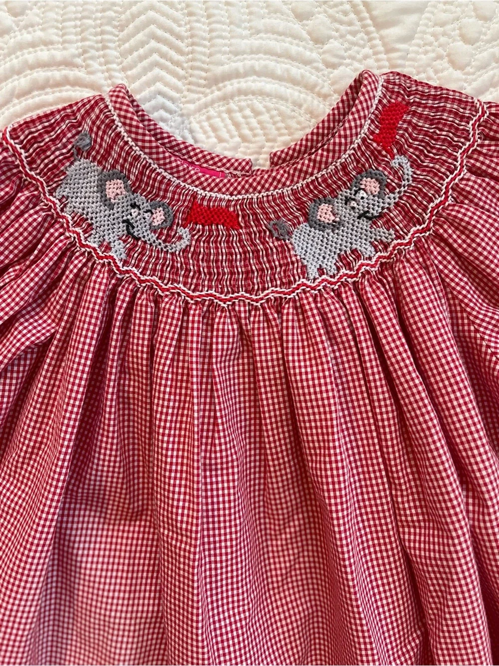 Red Gingham Alabama Smocked Dress